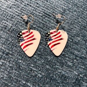 American Flag Guitar Pick Earrings